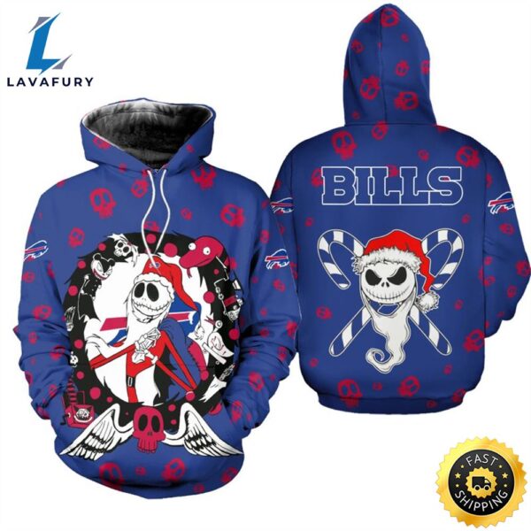 Buffalo Bills Christmas Jack Skellington Football NFL All Over Print Hoodie Shirt