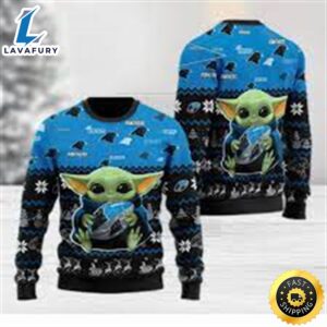 Carolina Panthers Baby Yoda Shirt For American Football Fans Ugly XmasSweater