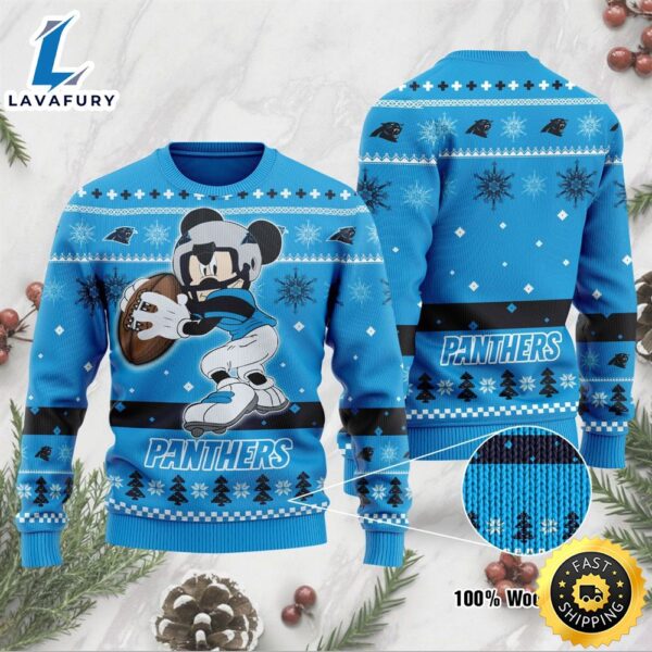 Carolina Panthers Mickey Mouse Funny Ugly Christmas Sweater
