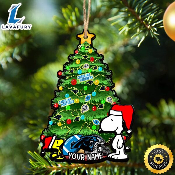 Carolina Panthers Snoopy And NFL Sport Ornament Personalized Your Name