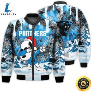 Carolina Panthers Snoopy Dabbing The Peanuts Sports Football American Christmas Dripping Matching Gifts Unisex 3D Bomber Jacket