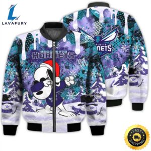 Charlotte Hornets Snoopy Dabbing The Peanuts Sports Football American Christmas Dripping Matching Gifts Unisex 3D Bomber Jacket
