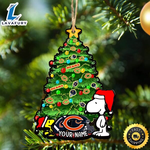 Chicago Bears Snoopy And NFL Sport Ornament Personalized Your Name