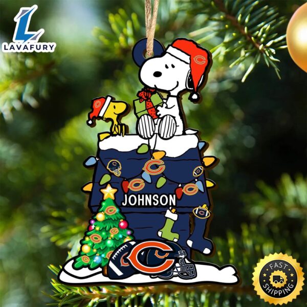 Chicago Bears Snoopy NFL Christmas Ornament Personalized Your Name