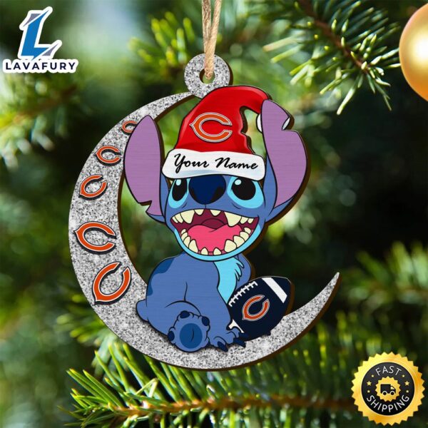 Chicago Bears Stitch Ornament, NFL Christmas And St With Moon Ornament