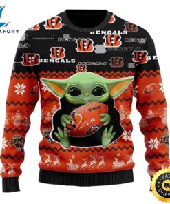 Christmas Star Wars Baby Yoda Star Wars Cincinnati Bengals Custom Name Sweater