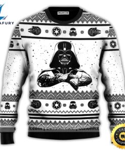 Christmas Star Wars Darth Vader Black And White Sweater