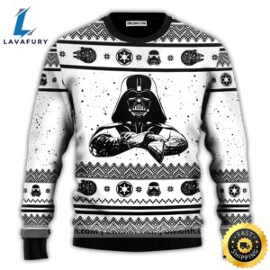 Christmas Star Wars Darth Vader Black And White Sweater