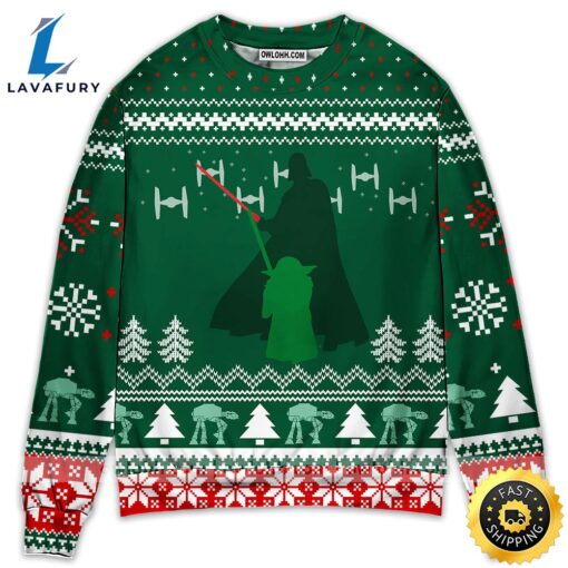 Christmas Star Wars Green Darth Vader And Yoda Sweater