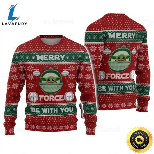 Christmas Star Wars Merry Force Baby Yoda Sweater