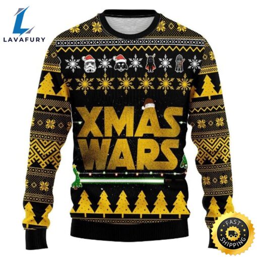 Christmas Star Wars Yellow And Green Bling Style Sweater