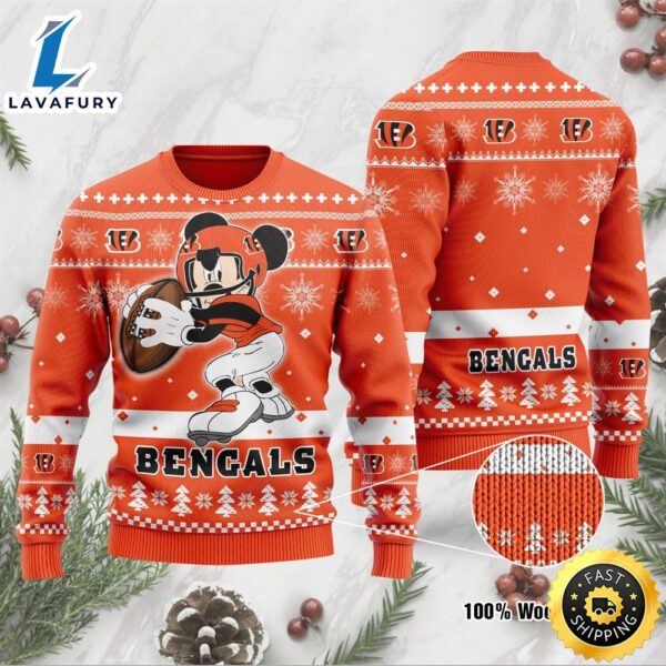 Cincinnati Bengals Mickey Mouse Funny Ugly Christmas Sweater, Perfect Holiday Gift