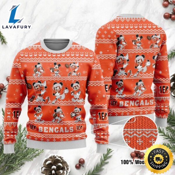 Cincinnati Bengals Mickey Mouse Holiday Party Ugly Christmas Sweater, Perfect Holiday Gift
