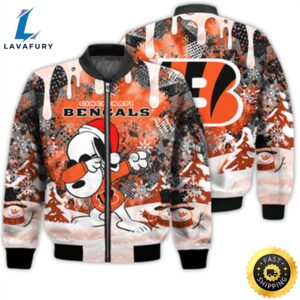 Cincinnati Bengals Snoopy Dabbing The Peanuts Sports Football American Christmas Dripping Matching Gifts Unisex 3D Bomber Jacket