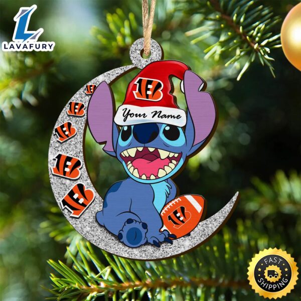 Cincinnati Bengals Stitch Ornament, NFL Christmas And St With Moon Ornament