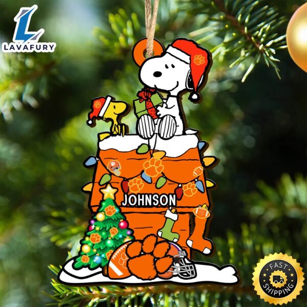 Clemson Tigers Snoopy Christmas NCAA Ornament Personalized Your Name