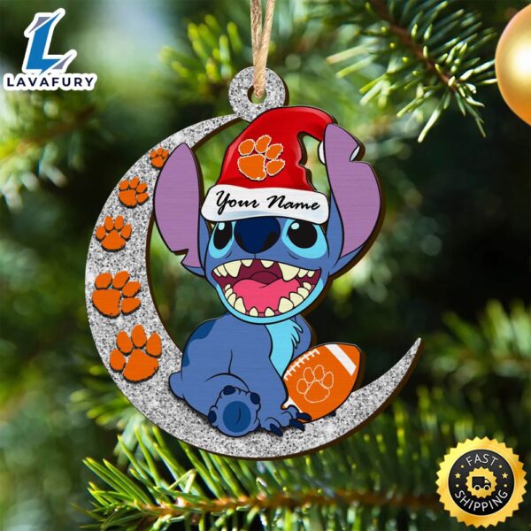 Clemson Tigers Stitch Christmas Ornament NCAA And St With Moon Ornament