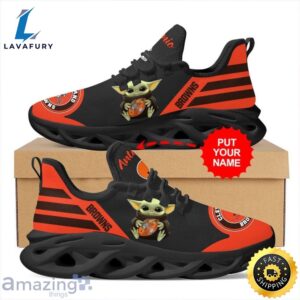 Cleveland Browns Baby Yoda Hug Custom Name Max Soul Shoes Sneakers Running For Fans