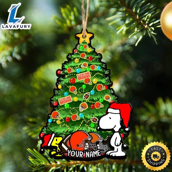 Cleveland Browns Snoopy And NFL Sport Ornament Personalized Your Name