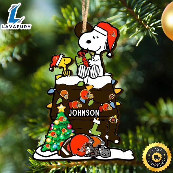 Cleveland Browns Snoopy NFL Christmas Ornament Personalized Your Name