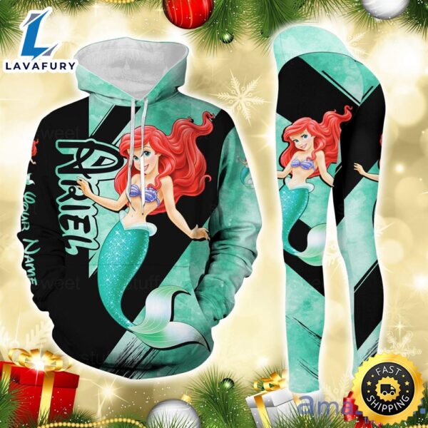 Custom Name Ariel Disney Cute Hoodie And Legging Set Gift For Mom Or Your Girl Friend