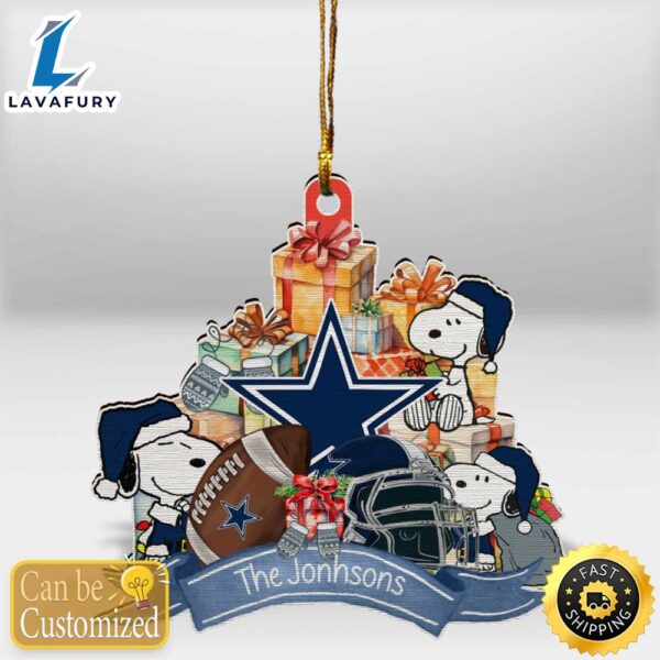 Dallas Cowboys Snoopy Christmas Personalized Wooden Ornament