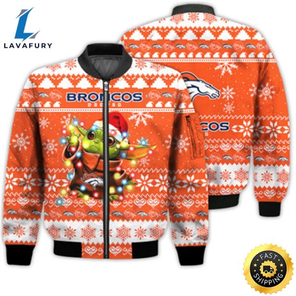 Denver Broncos Baby Yoda Star Wars Sports Football American Ugly Christmas Gifts Unisex 3D Bomber Jacket