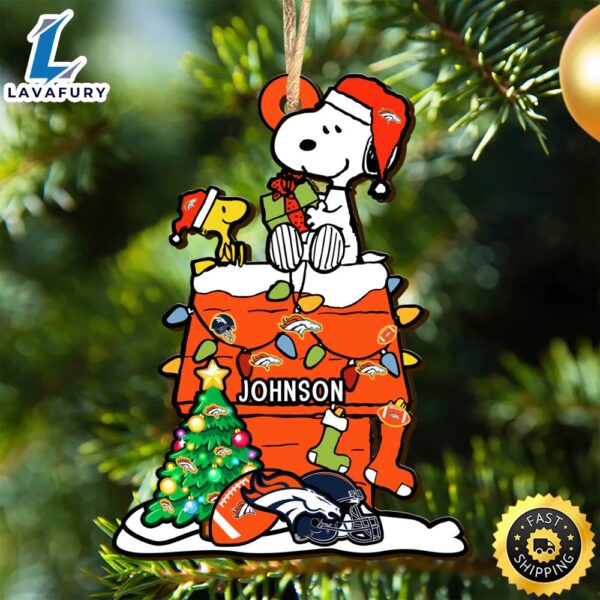 Denver Broncos Snoopy NFL Christmas Ornament Personalized Your Name