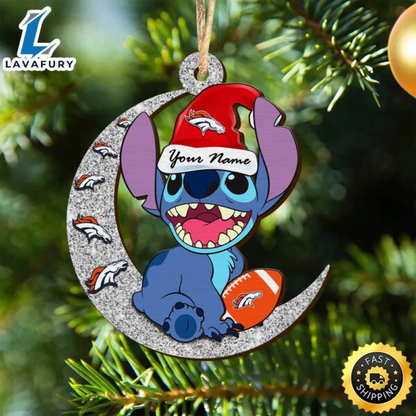 Denver Broncos Stitch Ornament, NFL Christmas And St With Moon Ornament