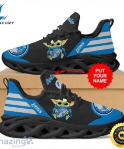 Detroit Lions Baby Yoda Hug Custom Name Max Soul Shoes Sneakers Running For Fans