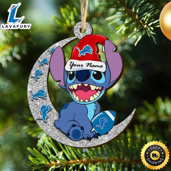 Detroit Lions Stitch Ornament, NFL Christmas And St With Moon Ornament