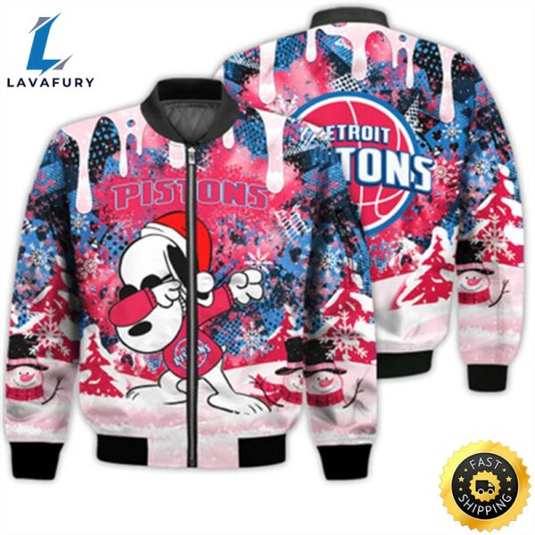 Detroit Pistons Snoopy Dabbing The Peanuts Sports Football American Christmas Dripping Matching Gifts Unisex 3D Bomber Jacket