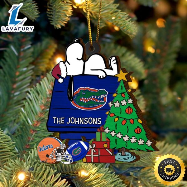 Florida Gators Snoopy Christmas NCAA Ornament Custom Name