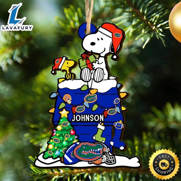 Florida Gators Snoopy Christmas NCAA Ornament Personalized Your Name