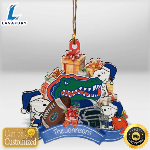 Florida Gators Snoopy Christmas Personalized Wooden Ornament