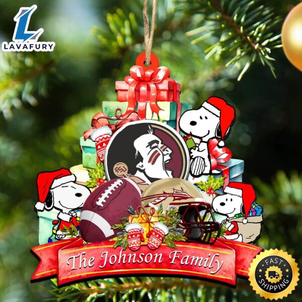 Florida State Seminoles Snoopy Christmas NCAA Ornament Personalized Your Family Name