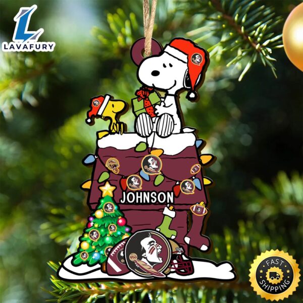 Florida State Seminoles Snoopy Christmas NCAA Ornament Personalized Your Name