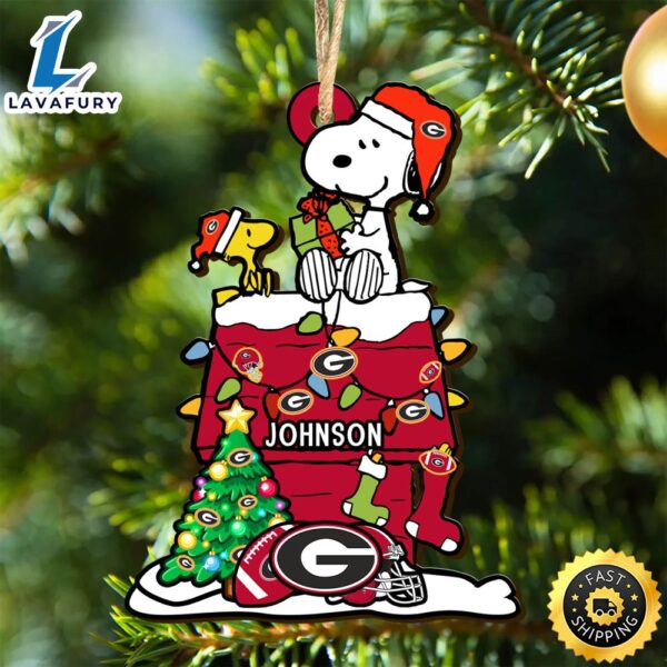 Georgia Bulldogs Snoopy Christmas NCAA Ornament Personalized Your Name