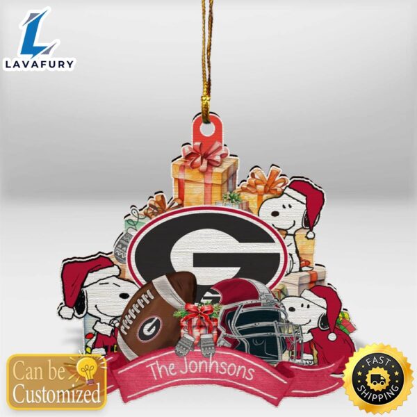 Georgia Bulldogs Snoopy Christmas Personalized Wooden Ornament