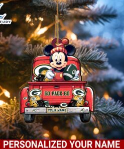 Green Bay Packers Mickey Mouse Ornament Personalized Your Name Sport Home Decor