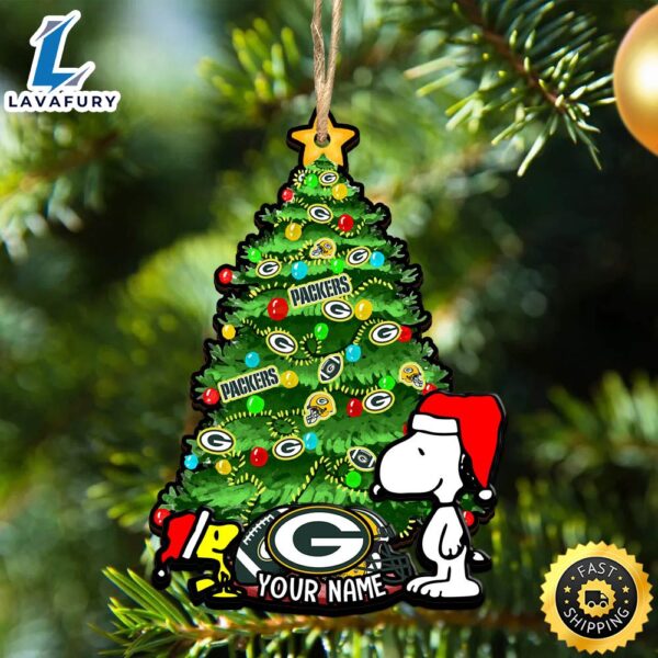 Green Bay Packers Snoopy And NFL Sport Ornament Personalized Your Name