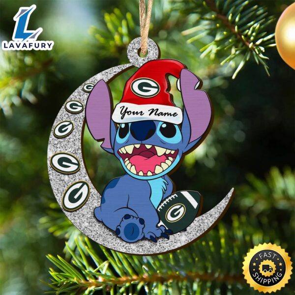 Green Bay Packers Stitch Ornament, NFL Christmas And St With Moon Ornament