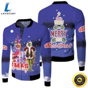 Grinch Christmas Coming Have Yourself A Merry Little Christmas Blue 3D Designed Allover Gift For Grinch Fans Christmas Fans Bomber Jacket