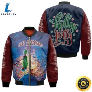 Grinch Christmas Last Christmas Holly Holly 3D Designed Allover Black Gift For Grinch Fans Christmas Fans Bomber Jacket