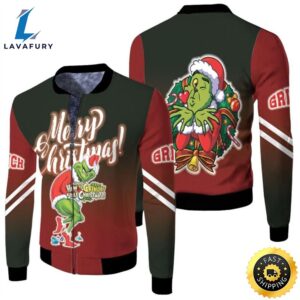 Grinch Christmas Merry Christmas Grinch Santa Claus Wreath Christmas 3D Designed Allover Gift For Grinch Fans Christmas Fans Bomber Jacket