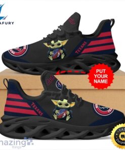 Houston Texans Baby Yoda Hug Custom Name Max Soul Shoes Sneakers Running For Fans