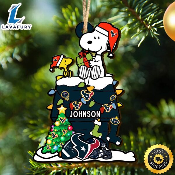 Houston Texans Snoopy NFL Christmas Ornament Personalized Your Name