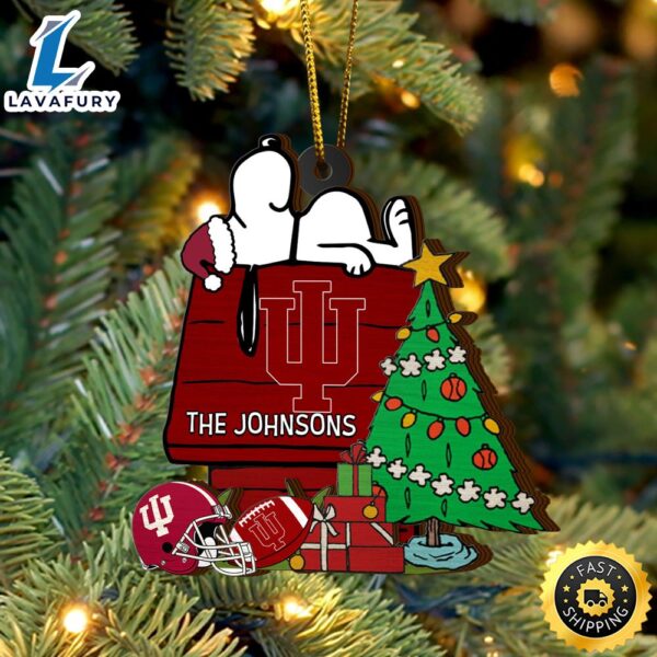 Indiana Hoosiers Snoopy Christmas NCAA Ornament Custom Name
