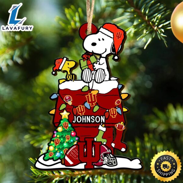 Indiana Hoosiers Snoopy Christmas NCAA Ornament Personalized Your Name