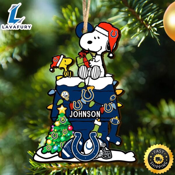 Indianapolis Colts Snoopy NFL Christmas Ornament Personalized Your Name